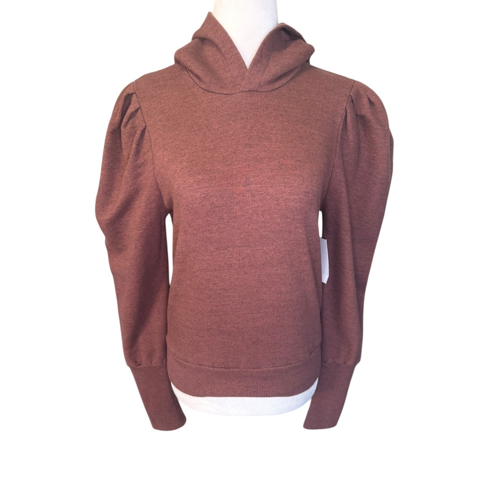 AG Adriano Goldschmied Womens Puff Sleeve Hoodie New‎ Cork Brown Small NWT